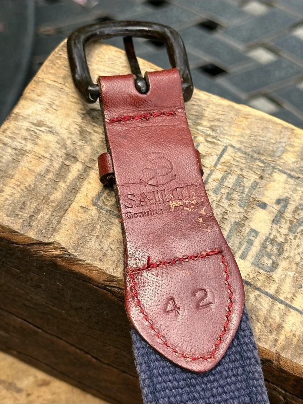 Sailor Dolphin Ribbon Web Belt Size 42 Genuine Leather Nautical